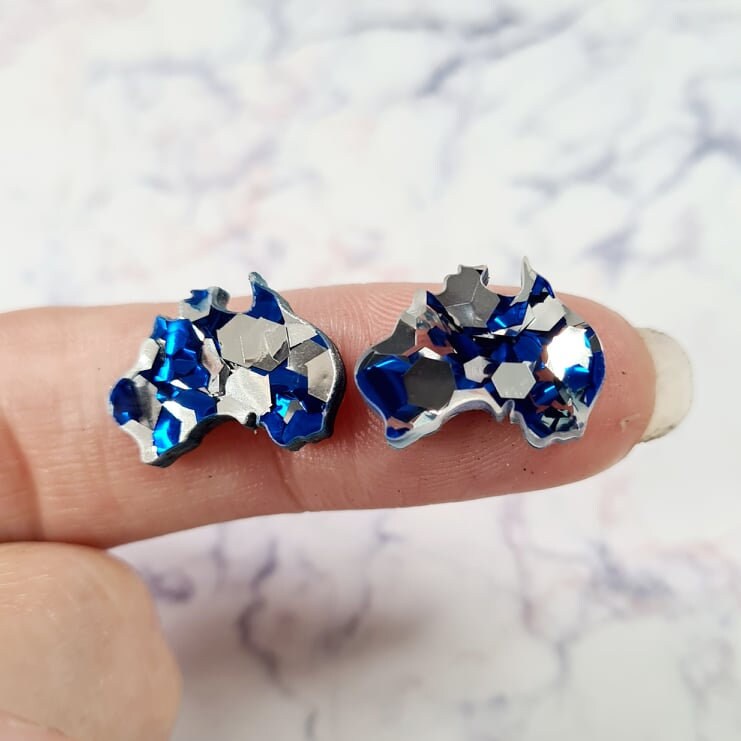 16mm CHUNKY BLUE & SILVER Glitter AUSTRALIA's