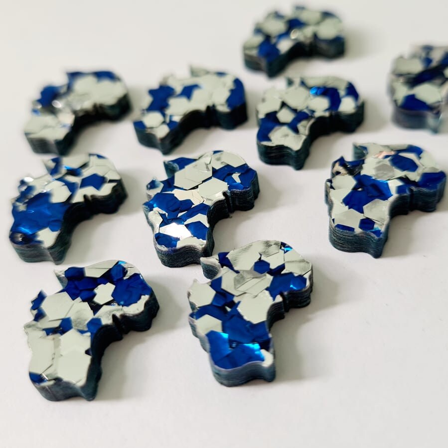 16mm CHUNKY BLUE & SILVER Glitter AUSTRALIA's