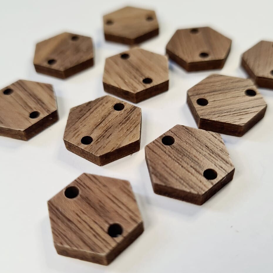 14mm WALNUT Veneer HEXAGON CONNECTORS