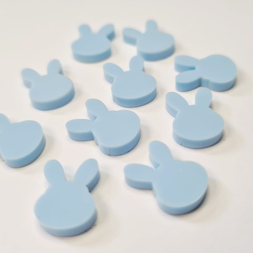 14mm PASTEL BLUE Acrylic MINI BUNNIES