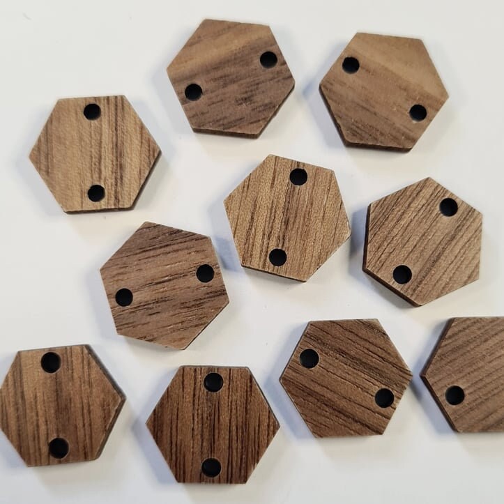 14mm WALNUT Veneer HEXAGON CONNECTORS