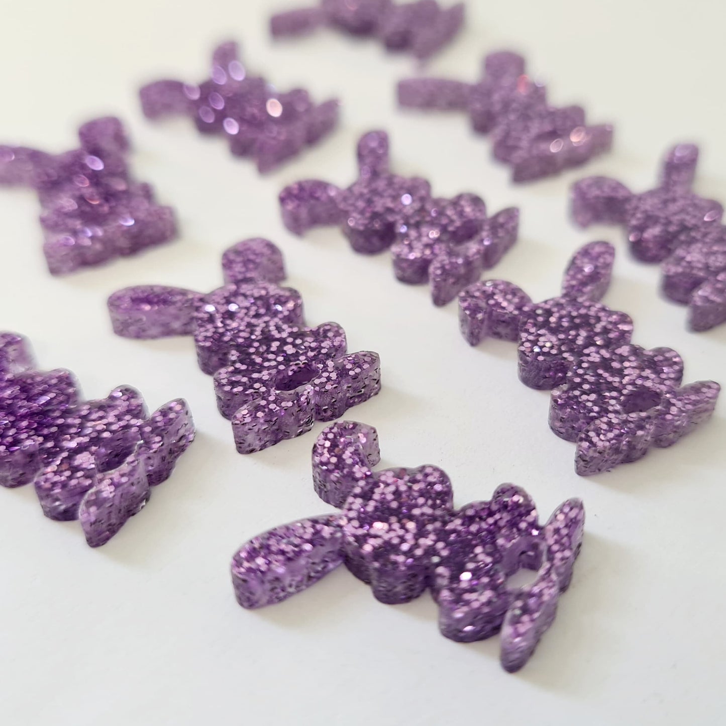 18mm PURPLE GLITTER Acrylic BUNNIES