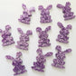 18mm PURPLE GLITTER Acrylic BUNNIES