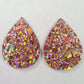 40mm HOLOGRAPHIC ROSE GOLD Glitter TEARDROPS