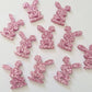 18mm PINK GLITTER Acrylic BUNNIES