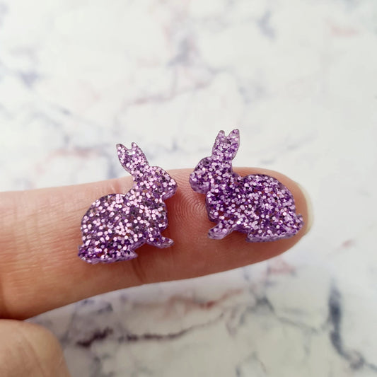 15mm PURPLE GLITTER Acrylic BUNNIES