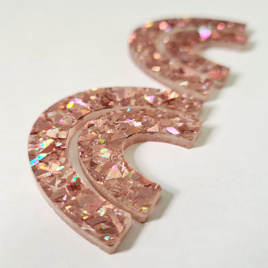 45mm HOLOGRAPHIC ROSE GOLD Glitter DOUBLE RAINBOWS