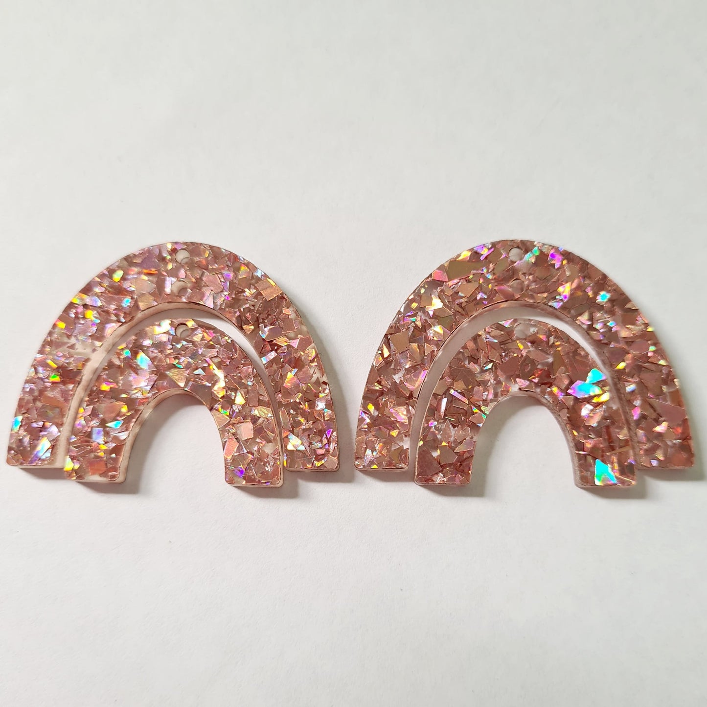 45mm HOLOGRAPHIC ROSE GOLD Glitter DOUBLE RAINBOWS