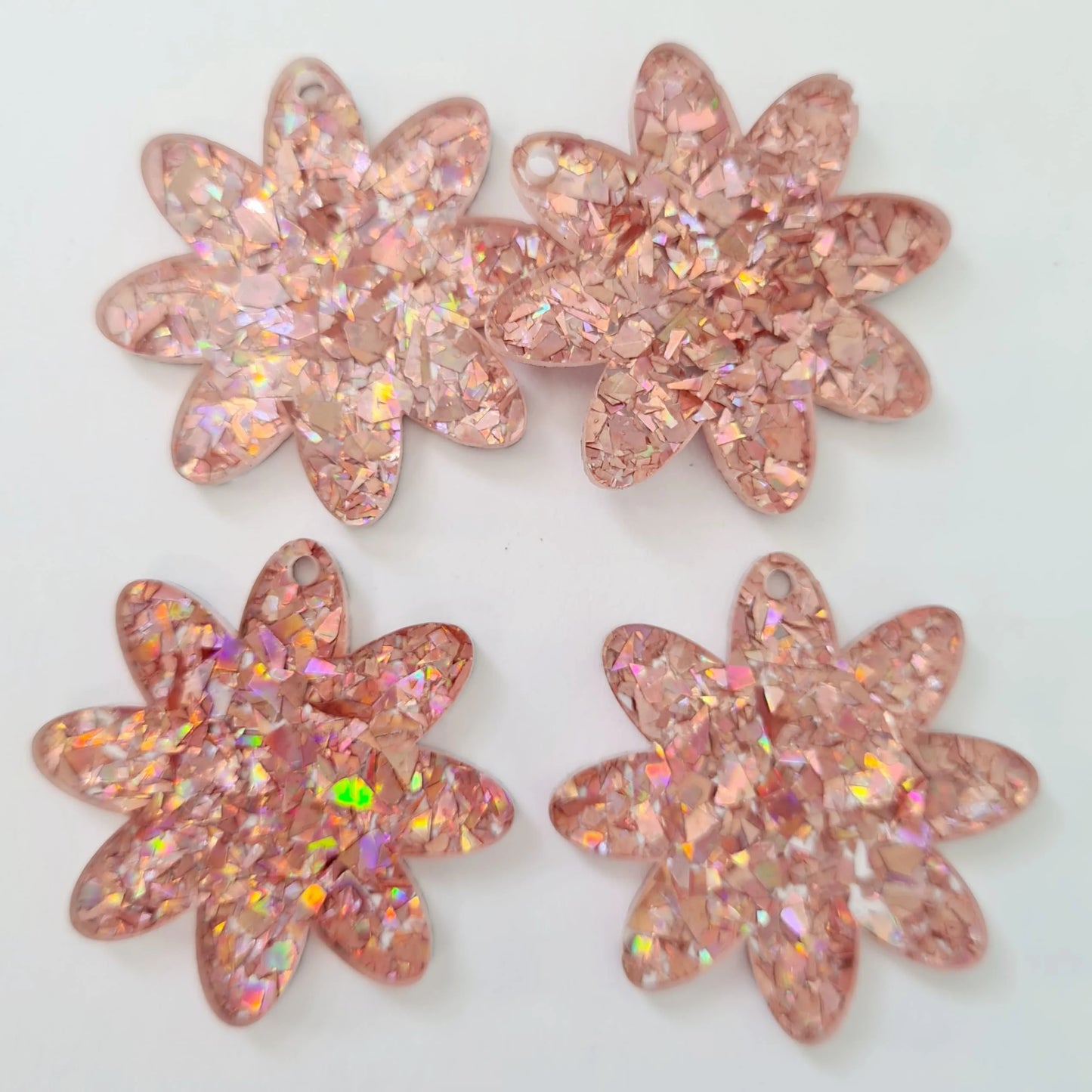 36mm HOLOGRAPHIC ROSE GOLD GLITTER Acrylic FLOWERS – A Krafty Avenue