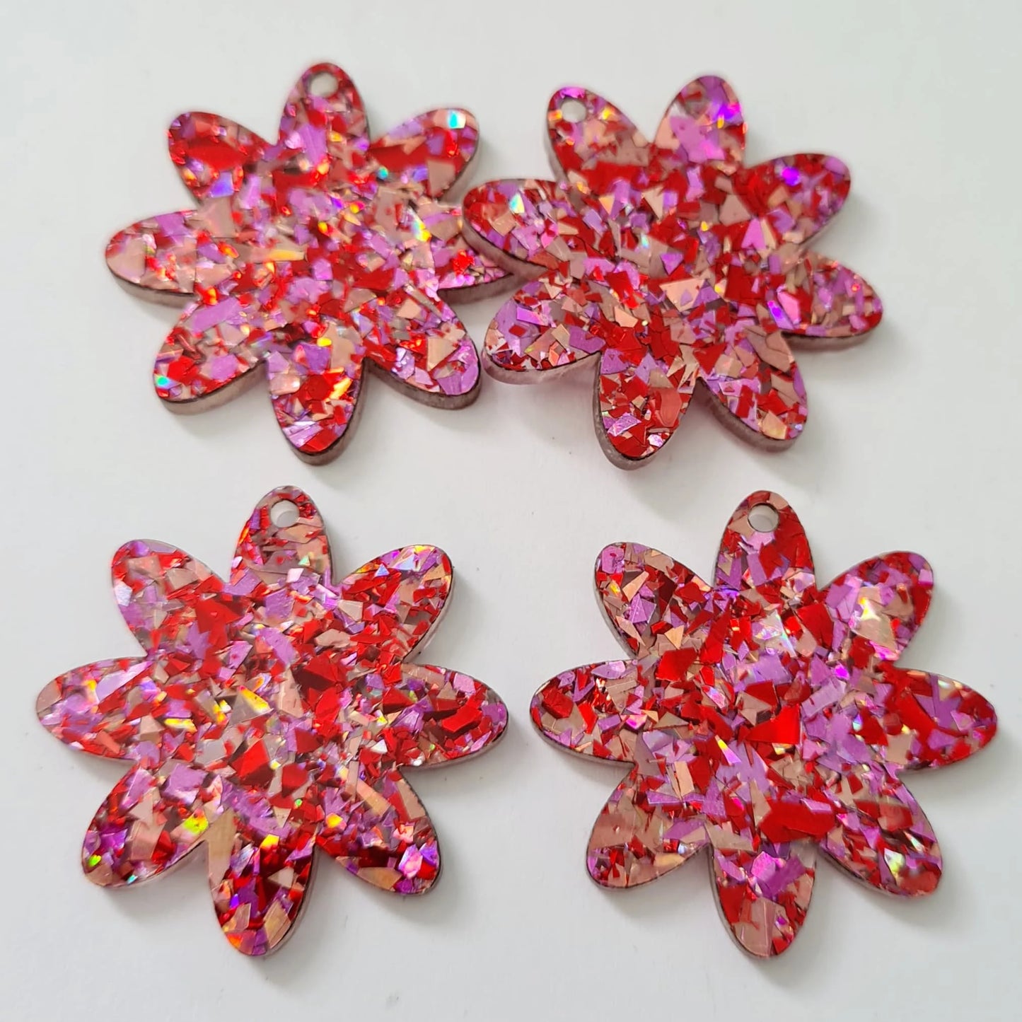 36mm CHUNKY LOVE GLITTER Acrylic FLOWERS