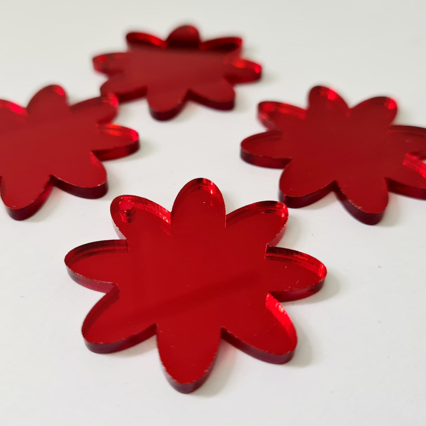 36mm RED MIRROR Acrylic FLOWERS