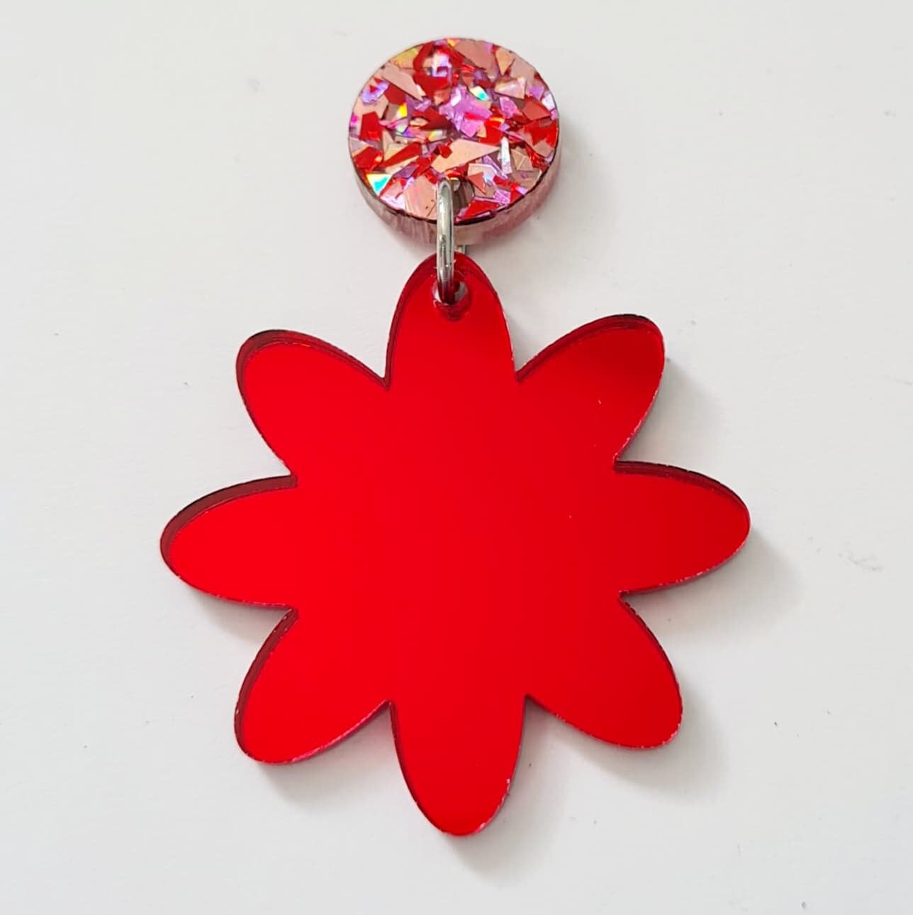 36mm RED MIRROR Acrylic FLOWERS