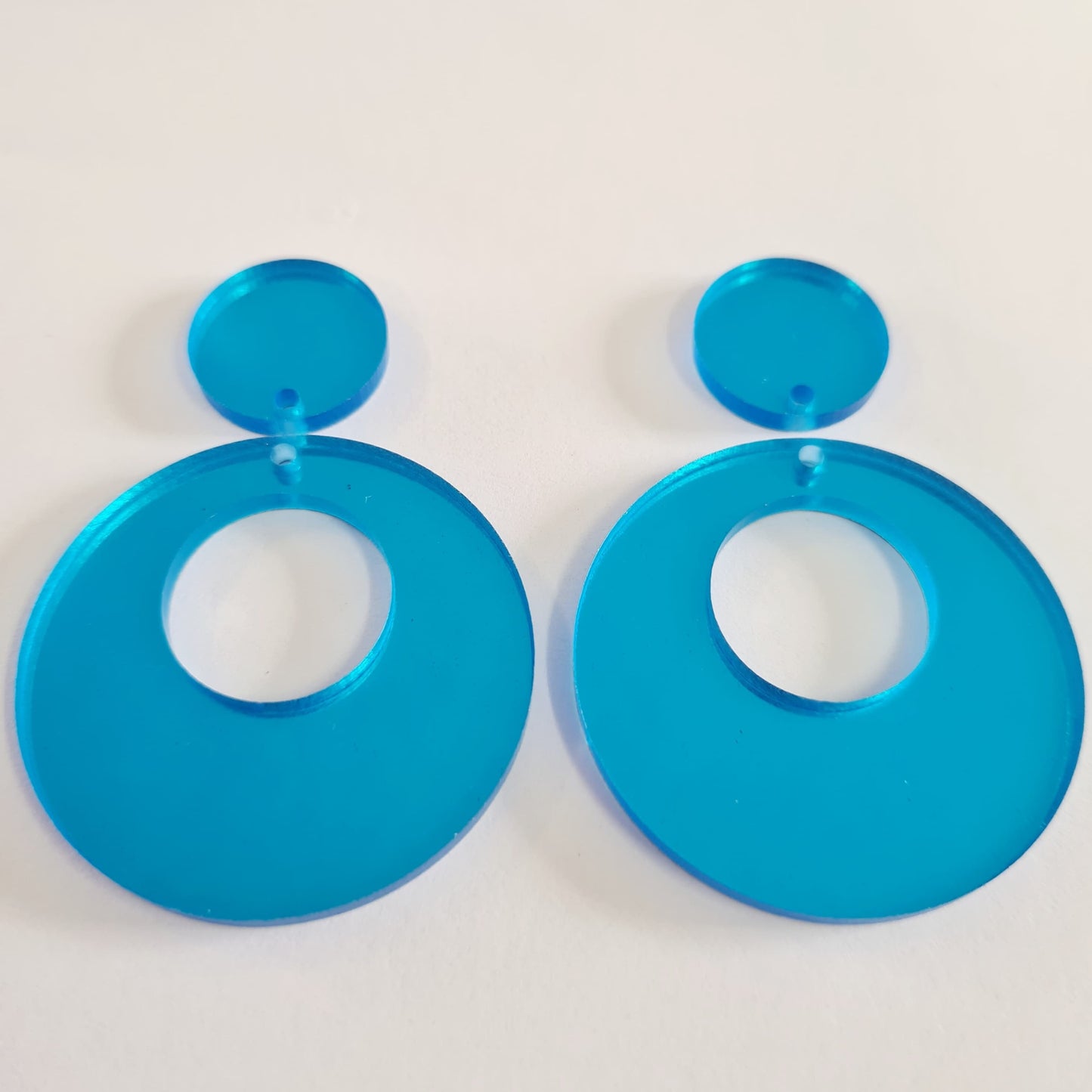 40mm BLUE MIRROR Acrylic HOOPS, with toppers