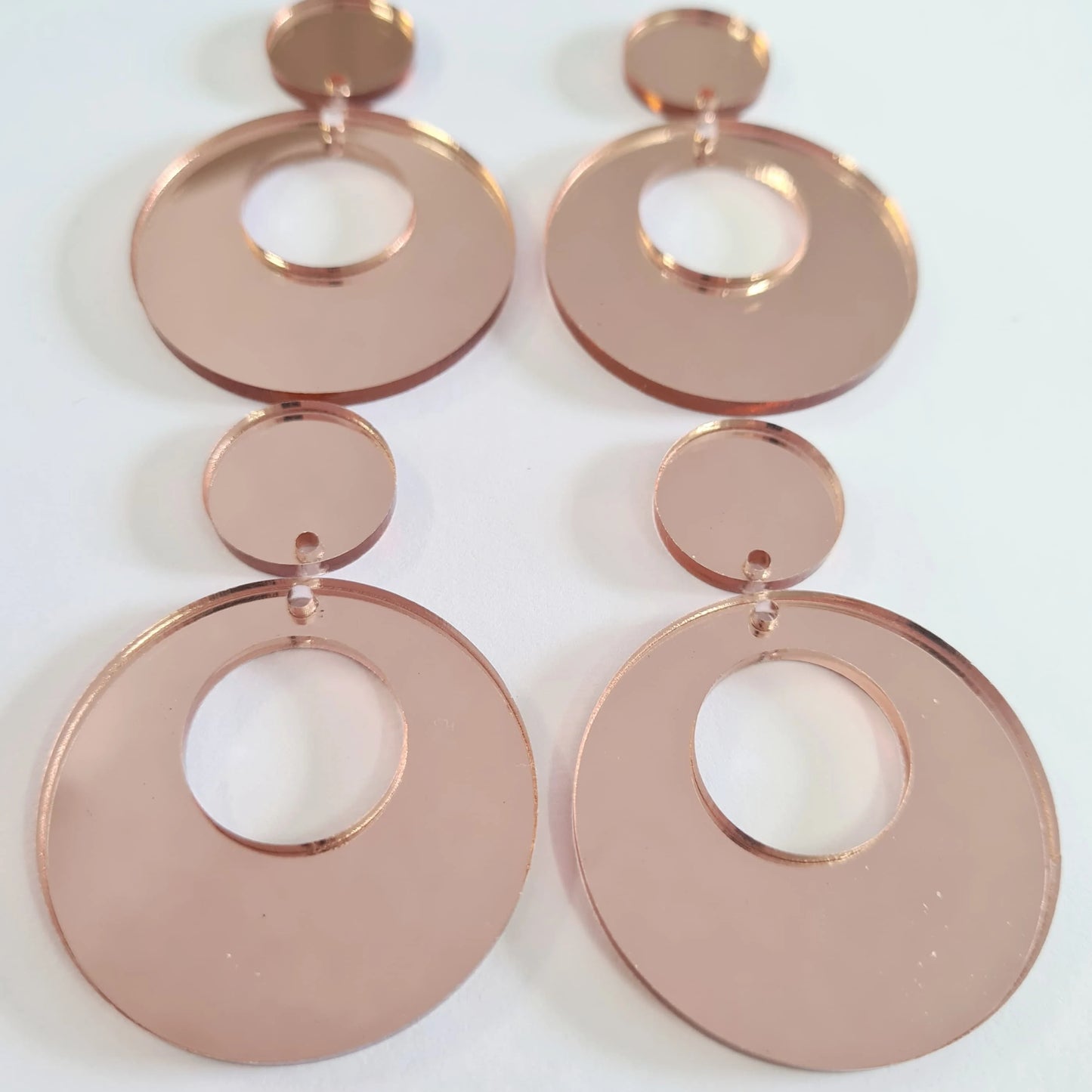 40mm ROSE GOLD MIRROR Acrylic HOOPS, with toppers