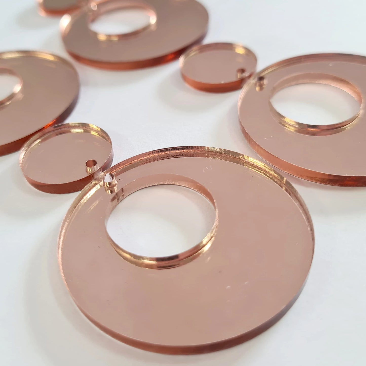 40mm ROSE GOLD MIRROR Acrylic HOOPS, with toppers