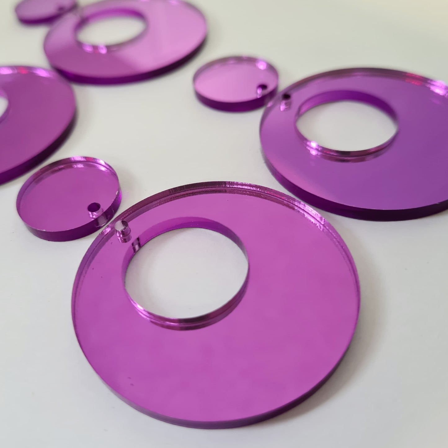 40mm PURPLE MIRROR Acrylic HOOPS, with toppers