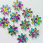 16mm PEACOCK Glitter FLOWERS