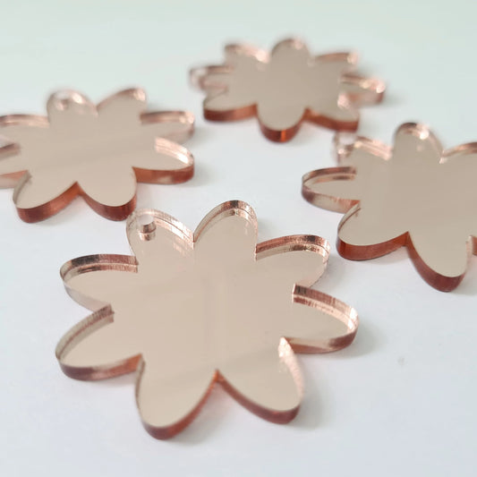 36mm ROSE GOLD MIRROR Acrylic FLOWERS