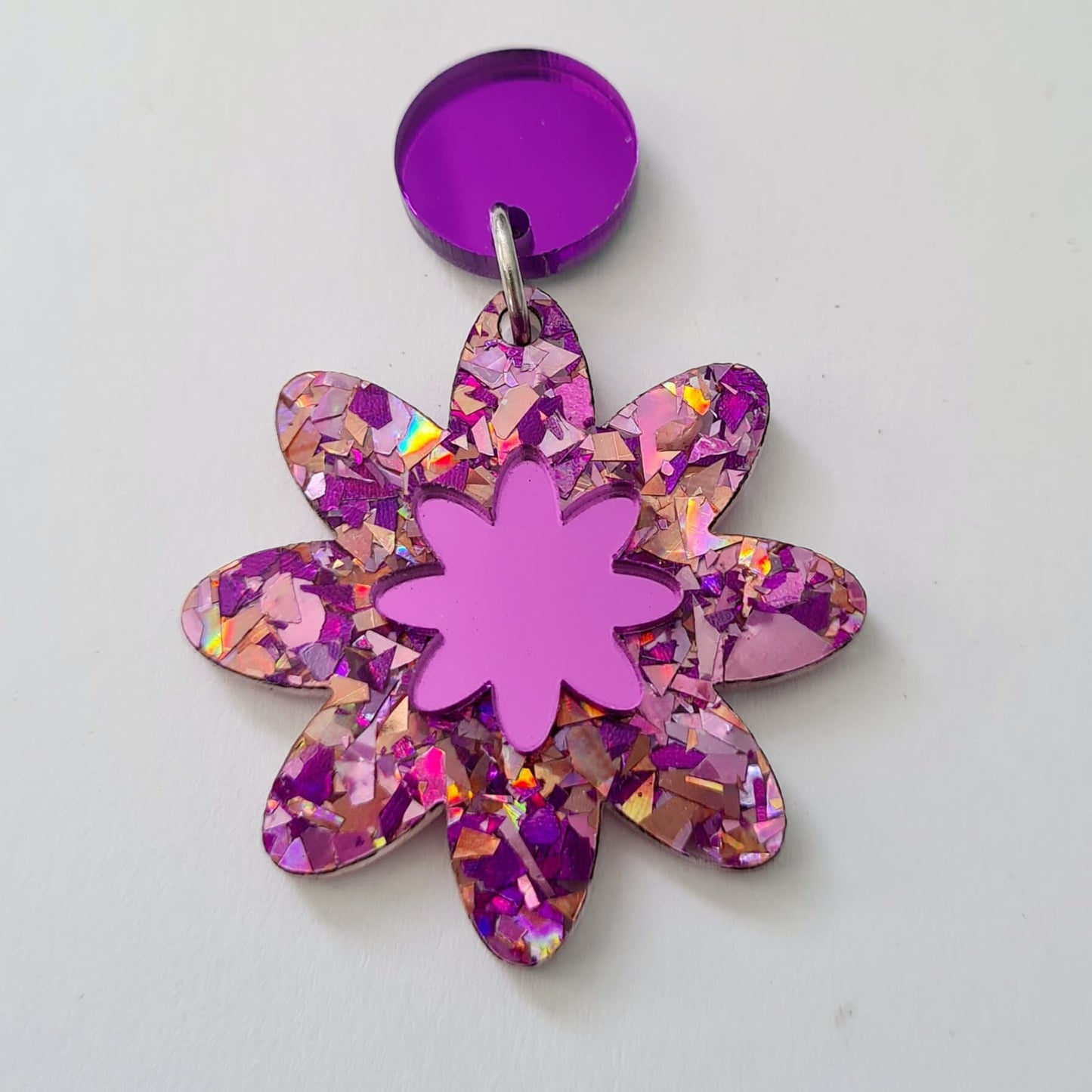 16mm PURPLE MIRROR Acrylic FLOWERS