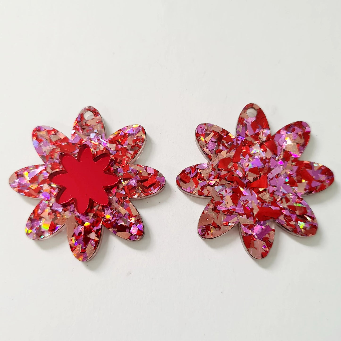 36mm CHUNKY LOVE GLITTER Acrylic FLOWERS