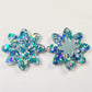 36mm CHUNKY AQUA GLITTER Acrylic FLOWERS