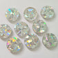 14mm HOLOGRAPHIC SILVER GLITTER Acrylic Toppers/Studs