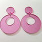 40mm PINK MIRROR Acrylic HOOPS, with toppers