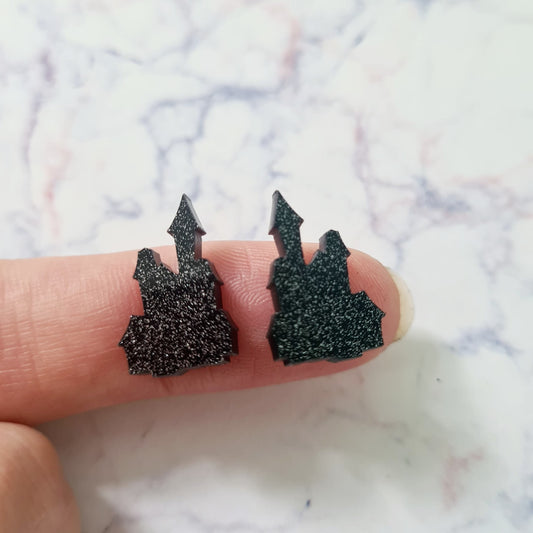 18mm BLACK GLITTER Acrylic HAUNTED HOUSES