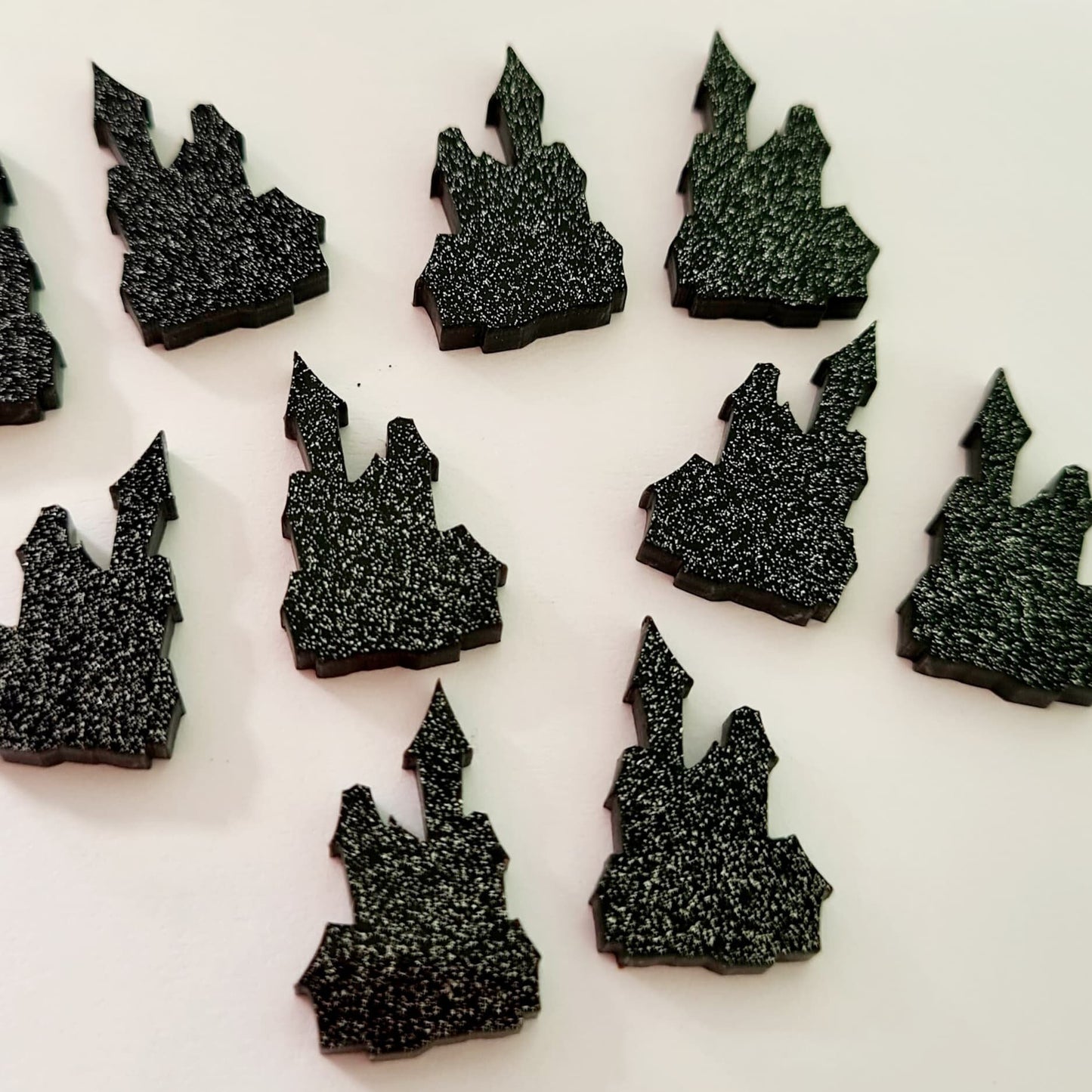 18mm BLACK GLITTER Acrylic HAUNTED HOUSES