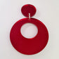 40mm RED MIRROR Acrylic HOOPS, with toppers