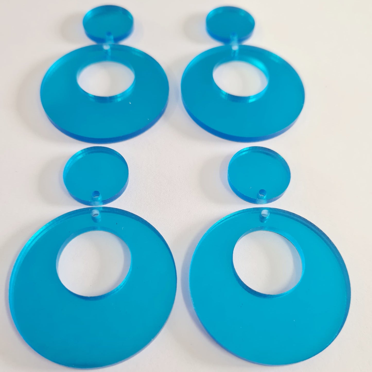 40mm BLUE MIRROR Acrylic HOOPS, with toppers