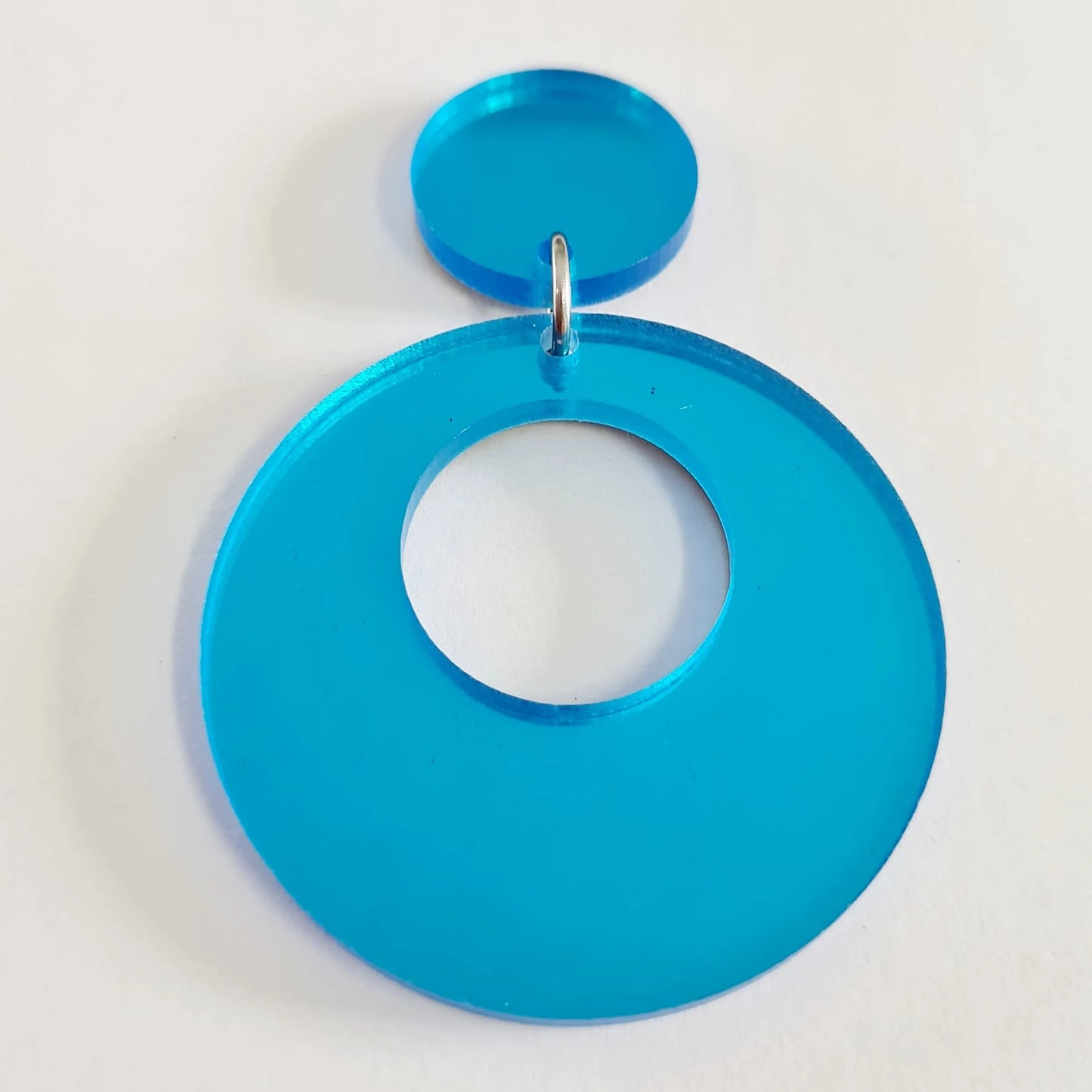 40mm BLUE MIRROR Acrylic HOOPS, with toppers