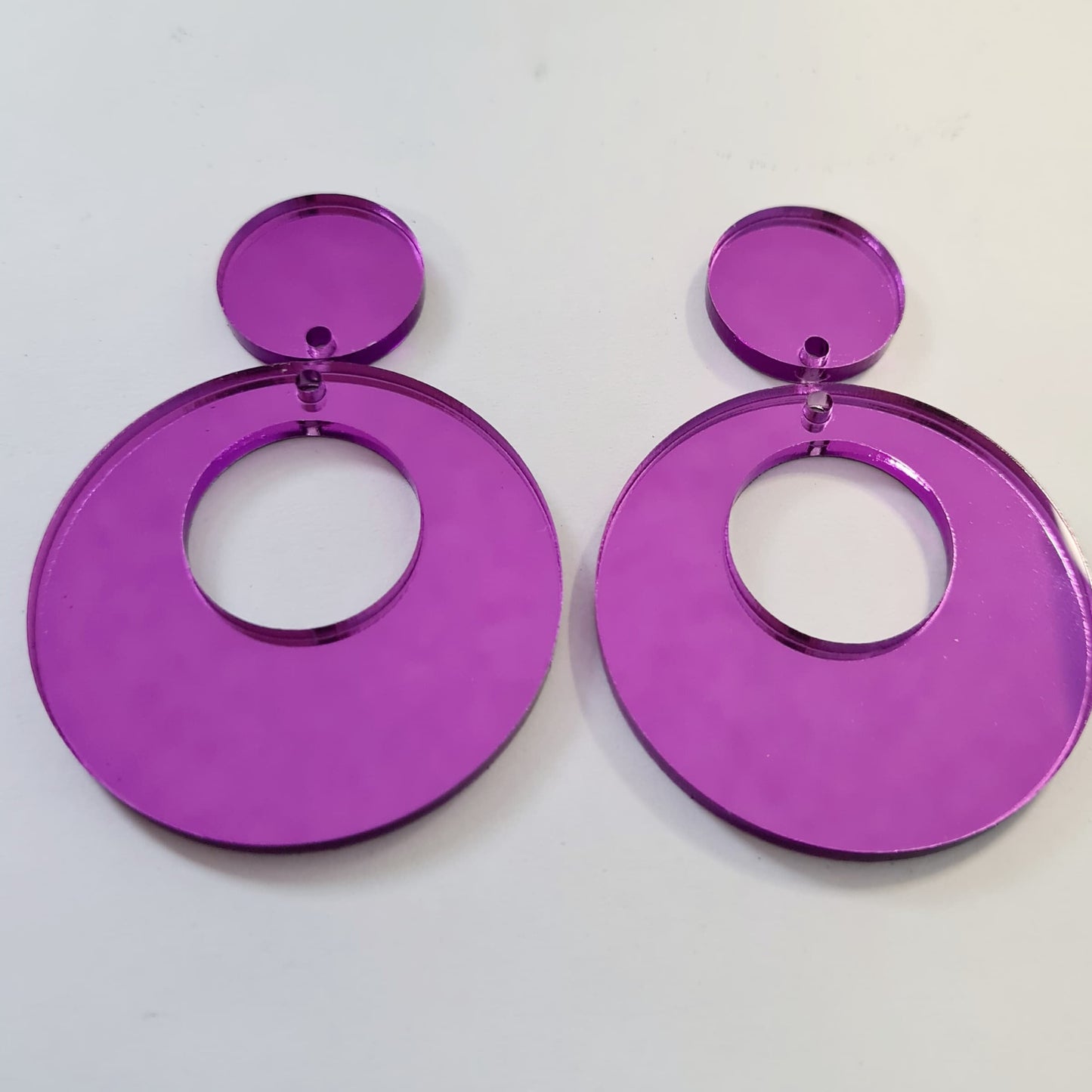 40mm PURPLE MIRROR Acrylic HOOPS, with toppers