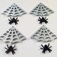 45mm GREY SILVER GLITTER Acrylic SPIDER WEBS, with Spiders