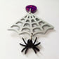 45mm GREY SILVER GLITTER Acrylic SPIDER WEBS, with Spiders