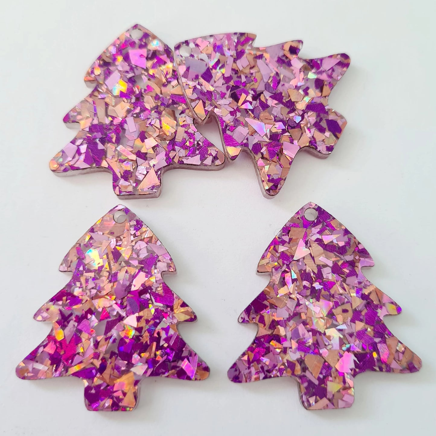 35mm UNICORN GLITTER Acrylic CHRISTMAS TREES