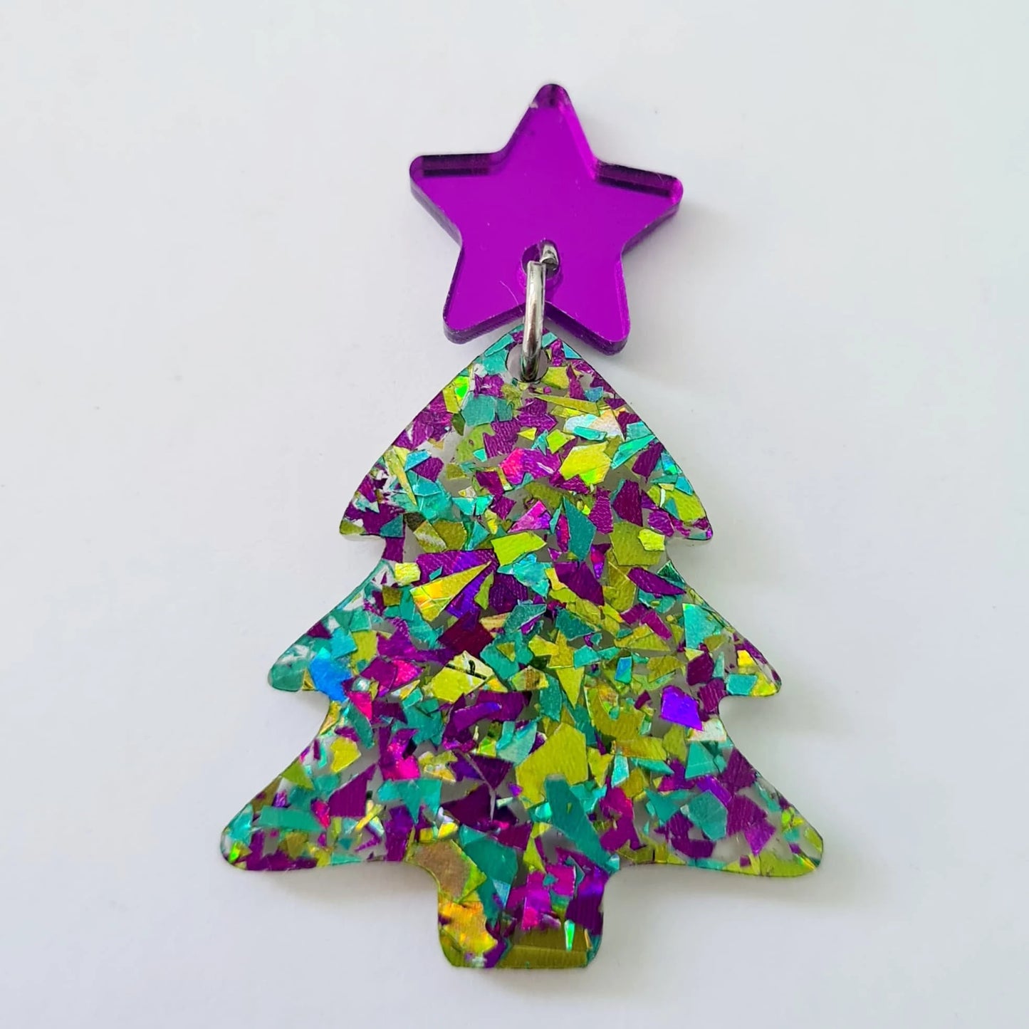 35mm CHUNKY PEACOCK GLITTER Acrylic CHRISTMAS TREES