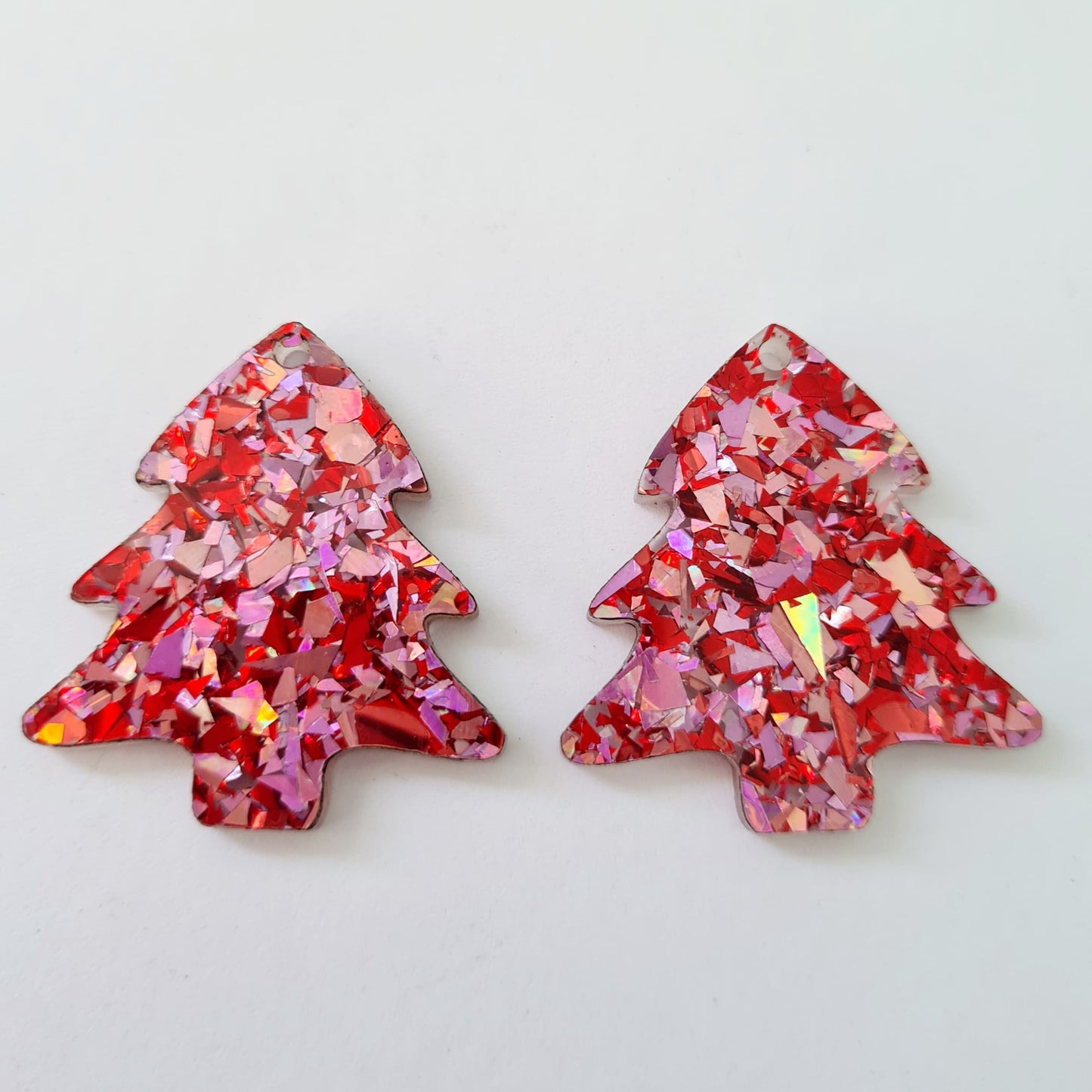 35mm CHUNKY LOVE GLITTER Acrylic CHRISTMAS TREES