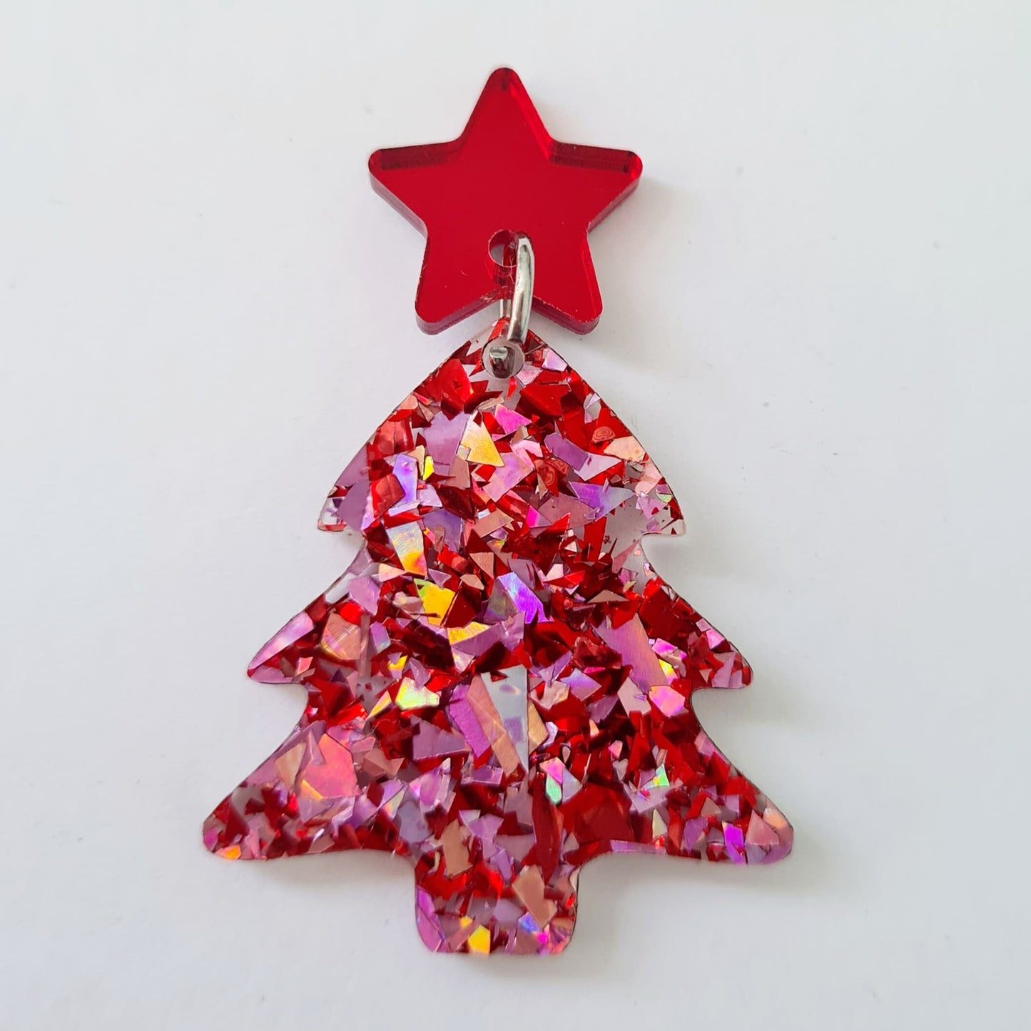 35mm CHUNKY LOVE GLITTER Acrylic CHRISTMAS TREES