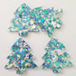 35mm AQUA GLITTER Acrylic CHRISTMAS TREES