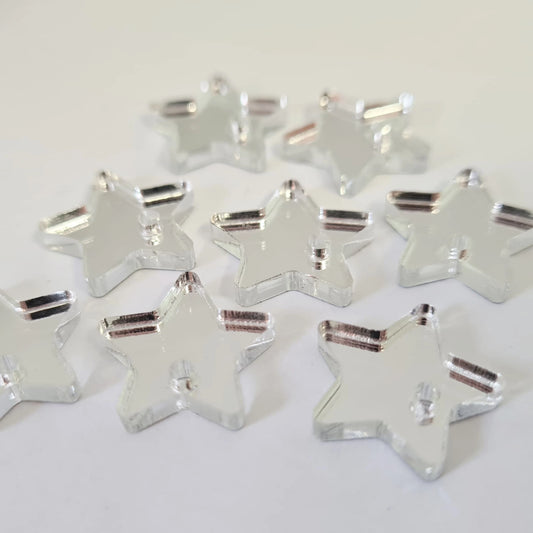 16mm SILVER MIRROR Acrylic STAR Toppers/Studs