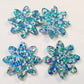 36mm CHUNKY AQUA GLITTER Acrylic FLOWERS