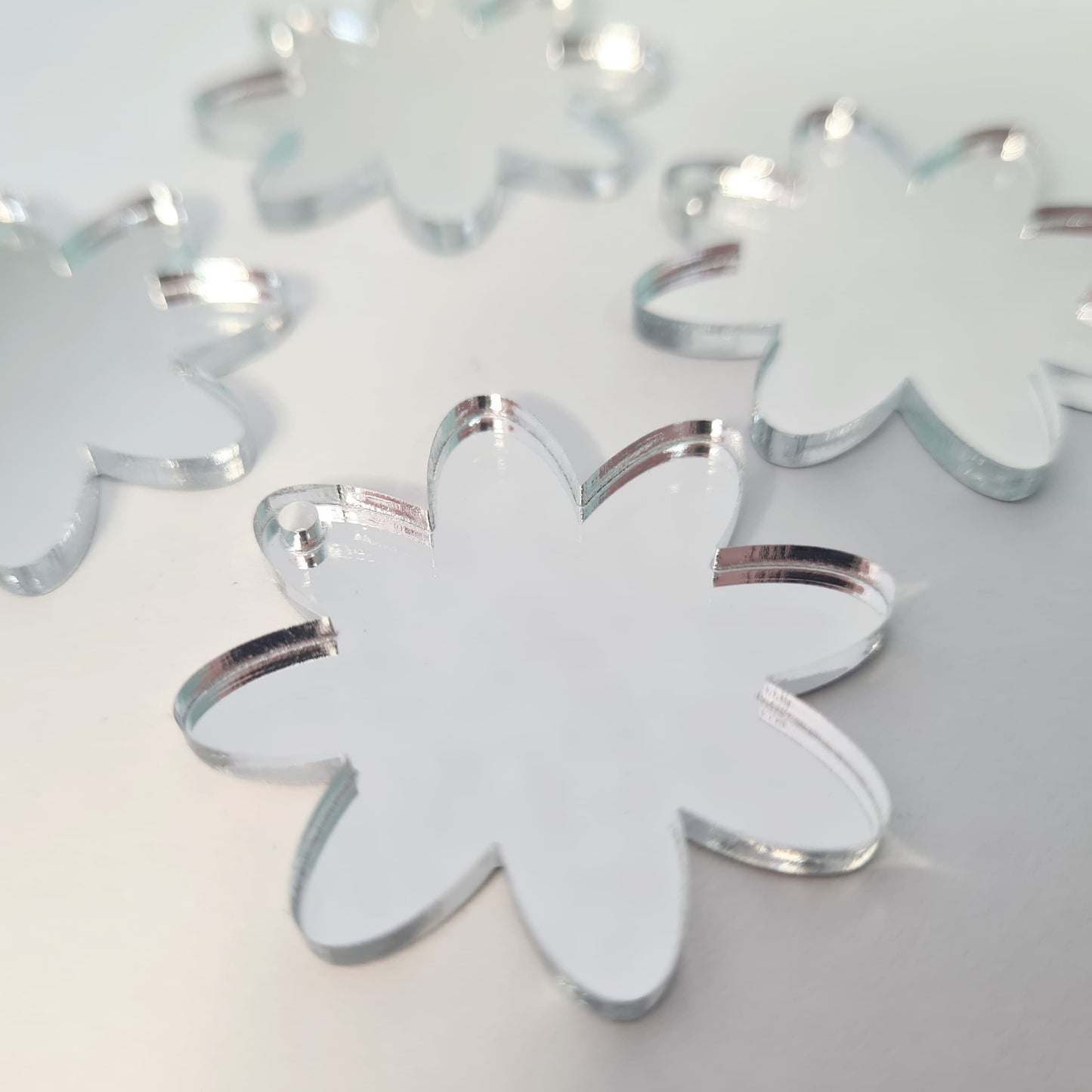 36mm SILVER MIRROR Acrylic FLOWERS