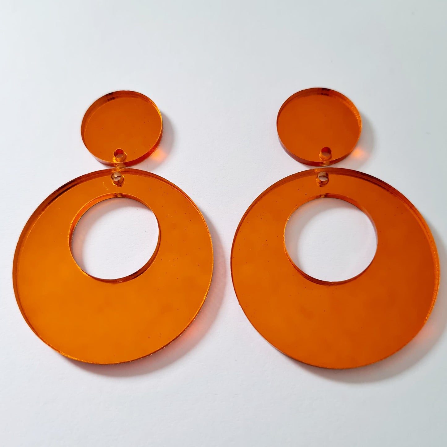 40mm ORANGE MIRROR Acrylic HOOPS, with toppers