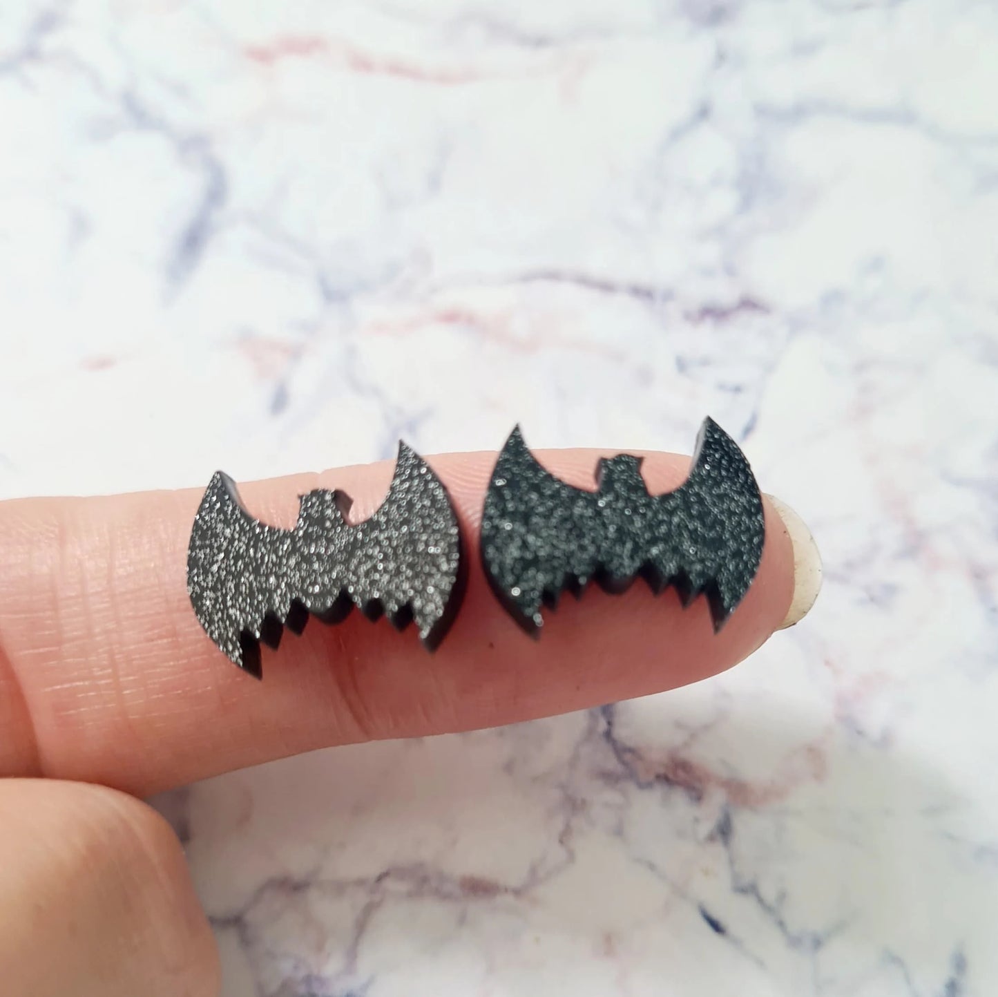 15mm BLACK GLITTER Acrylic BATS