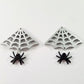 45mm GREY SILVER GLITTER Acrylic SPIDER WEBS, with Spiders