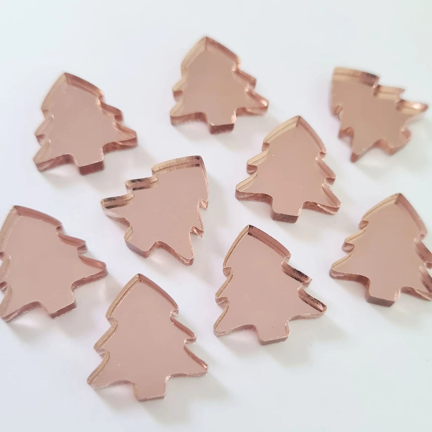 16mm ROSE GOLD MIRROR Acrylic CHRISTMAS TREES