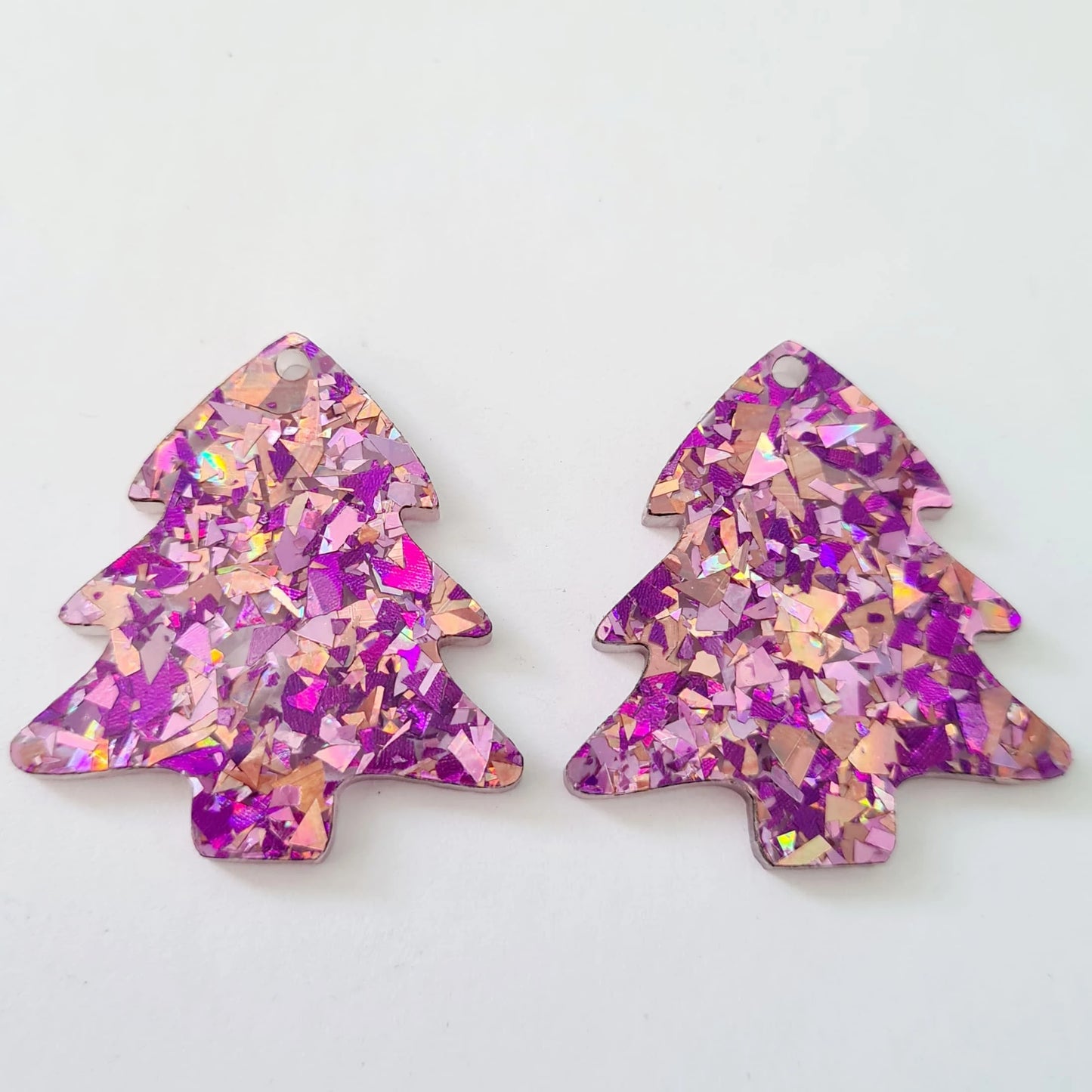 35mm UNICORN GLITTER Acrylic CHRISTMAS TREES