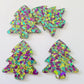 35mm CHUNKY PEACOCK GLITTER Acrylic CHRISTMAS TREES