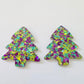 35mm CHUNKY PEACOCK GLITTER Acrylic CHRISTMAS TREES